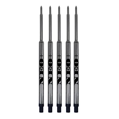 Image of UK Seller! Sets of Pen Refills Compatible with Waterman Ballpoint Pens. Medium Point Soft Roll (Set 5 Black Ink)
