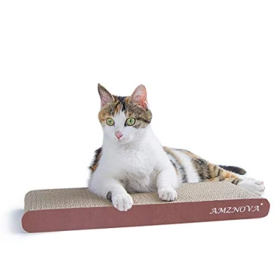 Image of AMZNOVA Durable Flat Cat Scratch Lounge, Colors Series, Narrow, Wood Floor Print