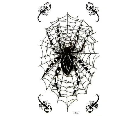Image of Watertight and sweat fake tattoos men women fashion sexy black spider web scorpion