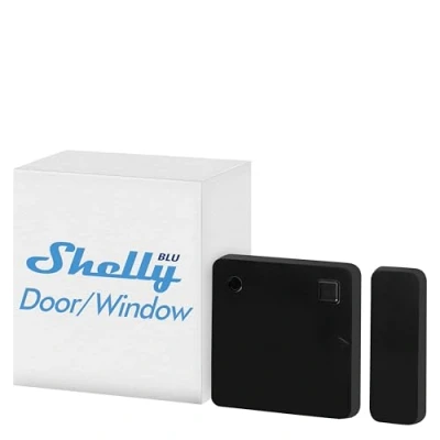 Image of Shelly Blu Door/Window Black Smart Bluetooth Operated Montion Sensor Alarm, Home Security Remote Control Detector, App alerts, Alexa &amp; Google Compatibility, Scene activation, Lux
