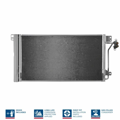 Image of 7H0820411B, 7H0820411C, 7H0820411D, 7H0820411E, 7H0820411F Condenser NISSENS 94604 with dryer Aluminium 715mm R1234yf VOLKSWAGEN: Transporter 5