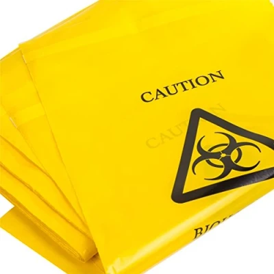 Image of 50x Yellow Biohazard Bags 35cm x 20cm Self Seal Clinical Sick/Vomit Disposal