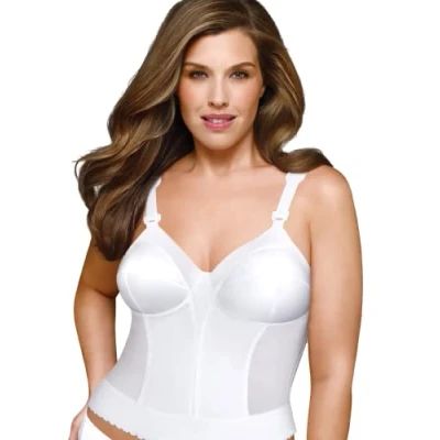 Image of Exquisite Form Women&#039;s Back Close Longline Bra, Opaque, White, 38C