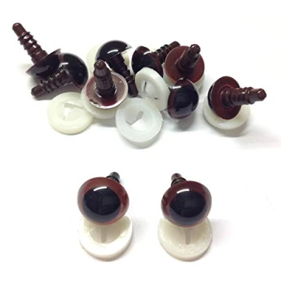 Image of celloexpress Pack of 5 Pairs BROWN Eyes with Plastic Backs 10mm Safety for Soft Toys or Teddy Bears