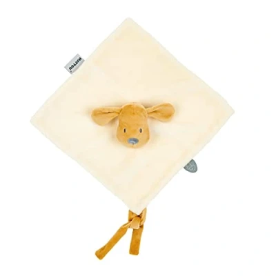Image of Nattou Comforter Doudou with Ties, 40 x cm, Cuddly Snuggle Blankie, Security Blanket, 100 Percent Super Soft Polyester, Machine Washable, PETA Approved Vegan, Caramel Charlie the Dog, Vanilla