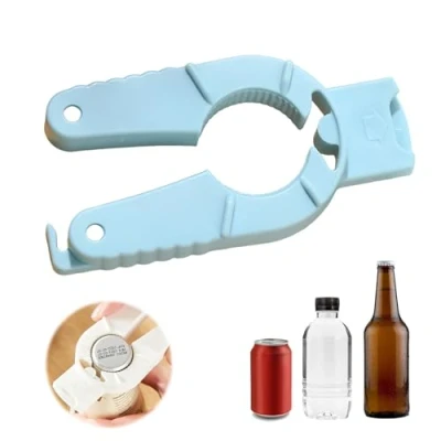 Image of Plastic Bottle Cap and Jar Opener, Opener Keyring, Easy Ring Pull Can Suit for Bottles, Cans, Beverage Food Cans (Blue)