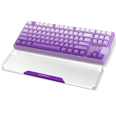 Image of MAMBASNAKE Keyboard Wrist Rest for 87 Keys TKL 80% CNC Acrylic Support with Aluminum Logo Anti Slip Rubber Feet Hand Office/Gaming/Typing/Laptop Purple