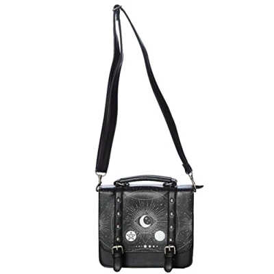 Image of Banned Cosmic Pentagram Design Small Satchel Bag Black/One Size