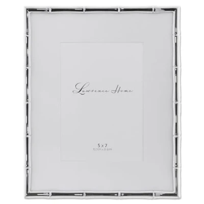 Image of Lawrence Frames Bamboo Design Metal Frame, 8x10, Matted 5x7, Silver