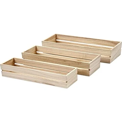 Image of Creativ 57695 Wood Boxes, Empress Tree, 3asstd