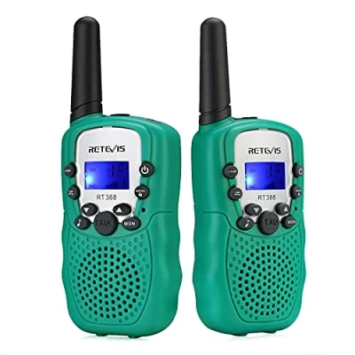 Image of Retevis RT388 Walkie Talkies for Kids, Kids Talkies, 8 Channels PMR446 Flashlight VOX, Toy Gifts, Camping Hiking Garden or Other Outdoor Activities (2 Pieces, Green)