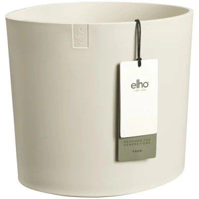 Image of elho Eden 30 Plant Pot for Indoor &amp; Outdoor 100% Recycled Plastic Ø 28.2 x H 27.9 cm White/Linen White