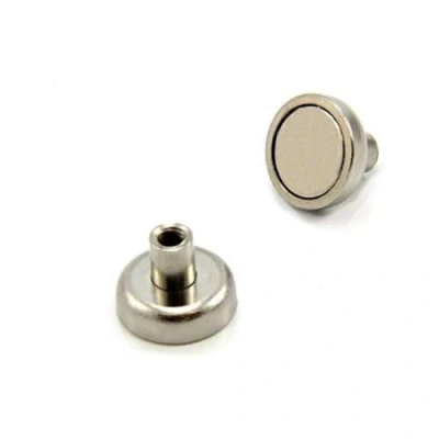 Image of N42 Neodymium Pot Magnet for DIY, Engineering, Manufacturing, Hanging and Holding Applications 16mm dia x 13mm tall M4 thread 9.7kg Pull