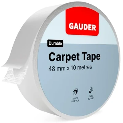 Image of GAUDER Carpet Tape (10 m) Rug for Floorings, Steps and more Double Sided Renovation Work