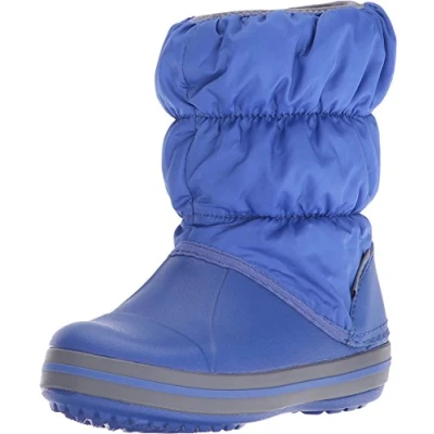 Image of Crocs Unisex Kids Winter Puff Snow Boots, Blue Cerulean Light Grey, 7 UK Child