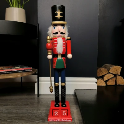 Image of 50cm Red Countdown Wooden Christmas Nutcracker Decoration