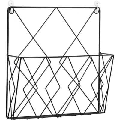 Image of Metal Wire Wall Mounted Magazine Holder, Hanging Organizer Holder for Files, Newspapers, Magazines Rack Office Home Organization