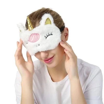 Image of Kids Fluffy Animal Eye Mask for Sleeping [Unicorn]