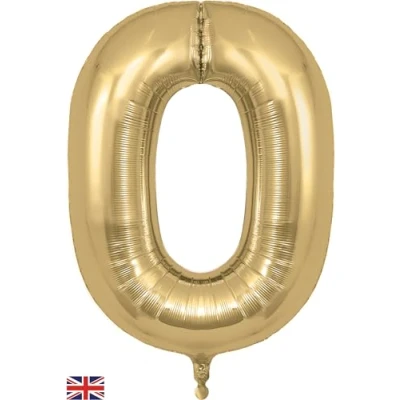 Image of Oaktree 34&quot; Number 0 Gold Silk Foil Balloon