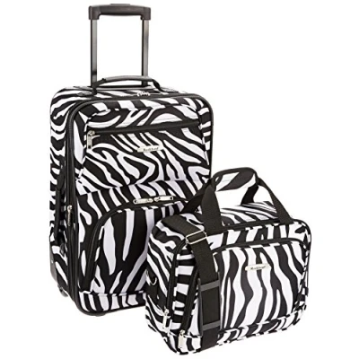 Image of Rockland Fashion Softside Upright Luggage Set, Zebra, 2 Piece Set (14/19),