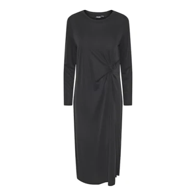 Image of PIECES Women&#039;s Pcanora Ls Midi Knot Dress Bc, Black, XS