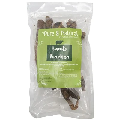 Image of Pure &amp; Natural Lamb Trachea for Dogs High Protein, Hypoallergenic, Dog Chews All Ages 200g Bag