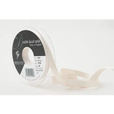 Image of Berisfords Double FACE Poly Satin Ribbon, Pearl, 10 mm