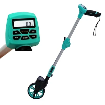Image of KATSU Digital Distance Measuring Wheel 99999.9m with LCD Display, Aluminum Alloy Foldable Handle, 159mm Diameter Trundle and Storage Bag, for Road Land Surveyors