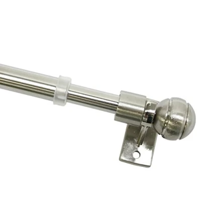 Image of GARDINIA Meran Café Rod Incl. 2 Brackets and Fittings for Screws, Extendable, 8/10 mm Diameter, 80 140 cm Long, Stainless Steel Finish