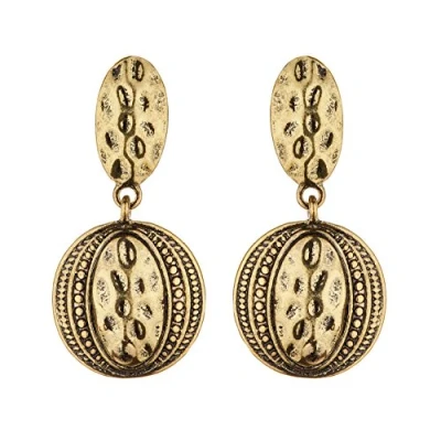 Image of Clip On Earrings Antique gold Plated Aztec Design Dangle Earring Brasen G