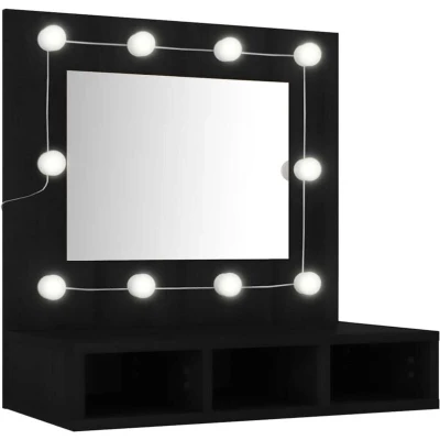 Image of vidaXL Mirror Cabinet with LED Black 60x31.5x62 cm