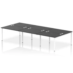 Image of Impulse Bench B2B 6 Person 1200 White Frame Office Desk Black