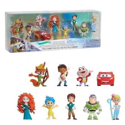 Image of Disney100 Years of Spirited Adventures, Limited Edition 9 piece Figure Set, Kids Toys for Ages 3 Up by Just Play
