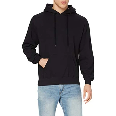 Image of Fruit of the Loom 62 208 0 Men&#039;s Classic Hooded Sweatshirt, Black,Medium