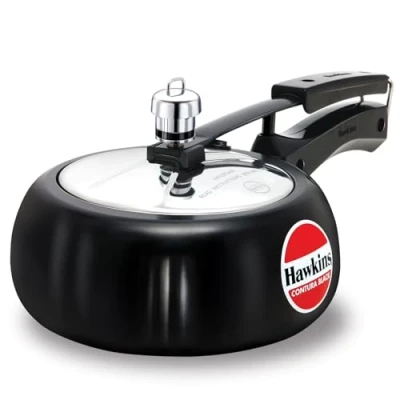 Image of Hawkins Contura Black 2 Litre Pressure Cooker, Hard Anodised Handi Small (CB20)