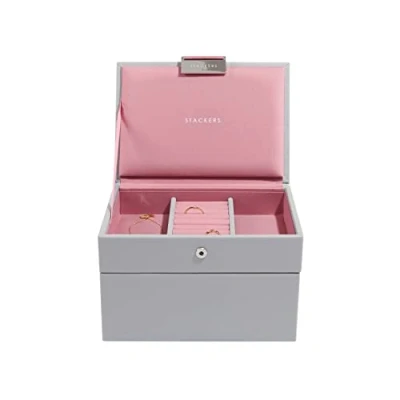 Image of Stackers Dove Grey &amp; Antique Rose Mini Jewellery Box Set of 2