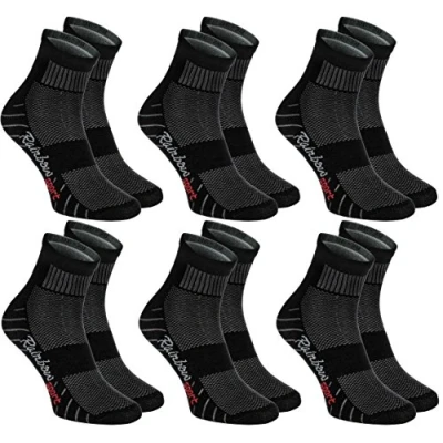Image of Rainbow Socks Women Men Colourful Cotton Sneaker Sport 6 Pairs Black Size 4