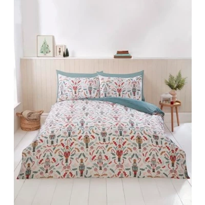 Image of Rapport home Christmas Bedding Set Nutcracker Microfibre Duvet Cover Double Multi