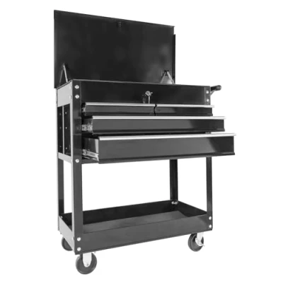 Image of Phoenix Safe Company TC3316BK Premium Portable Multifunctional Tool Cart 4 Heavy Duty Wheels, 3 Drawers and 1 Lockable Chest Workshops, Garages Black Load Capacity 150KG