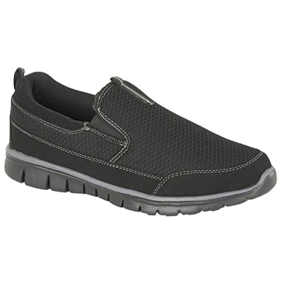Image of DEKS Mens Slip On Lightweight Gym Running Memory Foam Trainers Shoes Size 7 12 Black UK