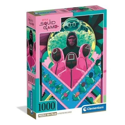 Image of Clementoni Jigsaw Puzzle Collection Squid Game 2, 1000 Pieces Compact Box, Poster Included, For Adults 14 99 Years, Gift Men/Women, Made In Italy, 39901