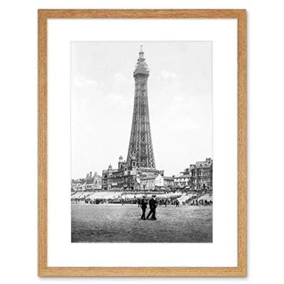Image of Wee Blue Coo Vintage Photo Blackpool Tower England History Framed Wall Art Print