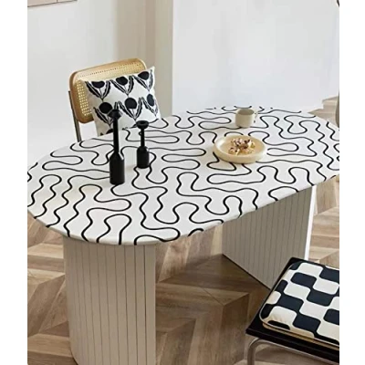 Image of Oval/Rectangular Stretch Tablecloth Waterproof,Corner Fitted Table Cover Elastic,Table Protector Oilproof for Kitchen Dining BBQ Picnic Party
