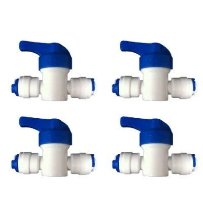 Image of 1/4&quot; Inline TAP/Shut Off Valve/Isolation Valve for LLDPE Fridge Freezer/Reverse Osmosis Water Filter System Pipe TUBING (4 Pack)