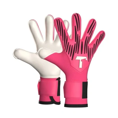 Image of T1TAN Rebel 2.0 Fluo Pink Junior Goalkeeper Gloves Children for and Football Size 4