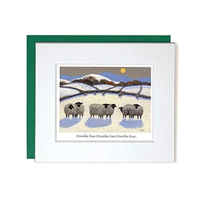 Image of &quot;Double Ewe Double Ewe&quot; Mounted Greeting Card by Thomas Joseph WWW Sheep Range