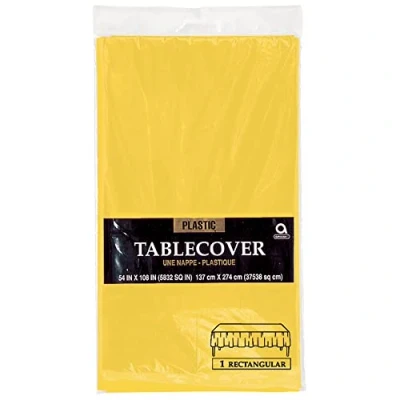 Image of Amscan 77015 09 Tablecover Plas Rect:Yellow Ss
