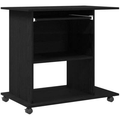 Image of vidaXL Computer Desk Black Oak 80x50x75 cm Engineered Wood