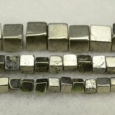 Image of JarTc Natural Cube Silver Pyrite Beads for DIY Jewellery Making Bracelet Necklace 15&quot; (8mm)