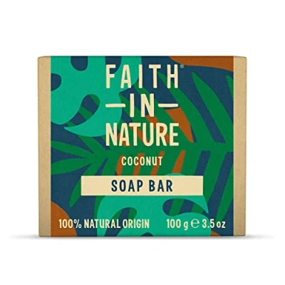 Image of Faith In Nature Natural Coconut Hand Soap Bar, Hydrating, Vegan &amp; Cruelty Free, No SLS or Parabens, 100g